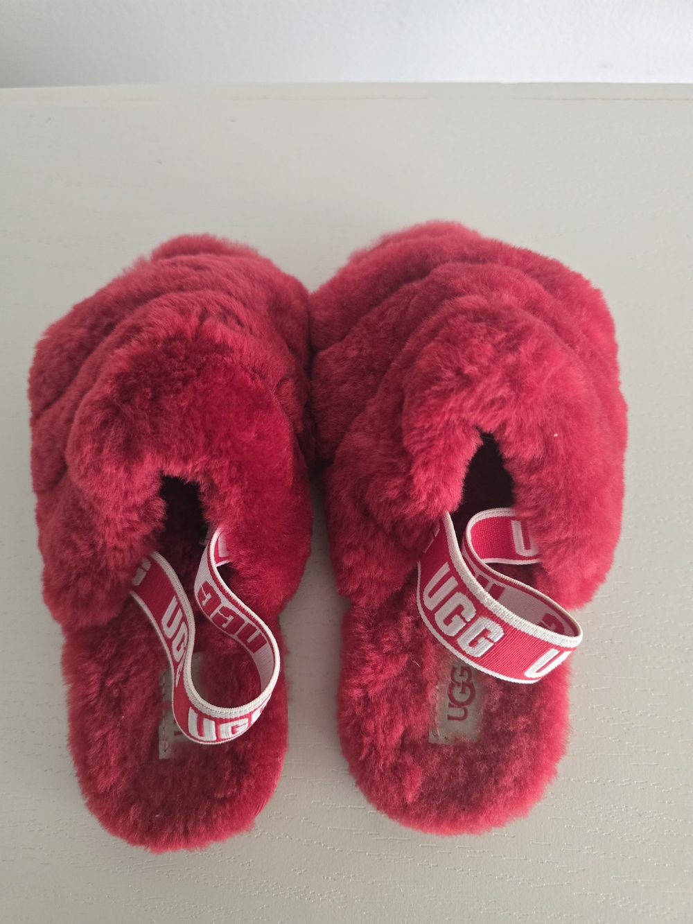 Kids UGG Fluff Yeah Slide - Ribbon Red Colorway